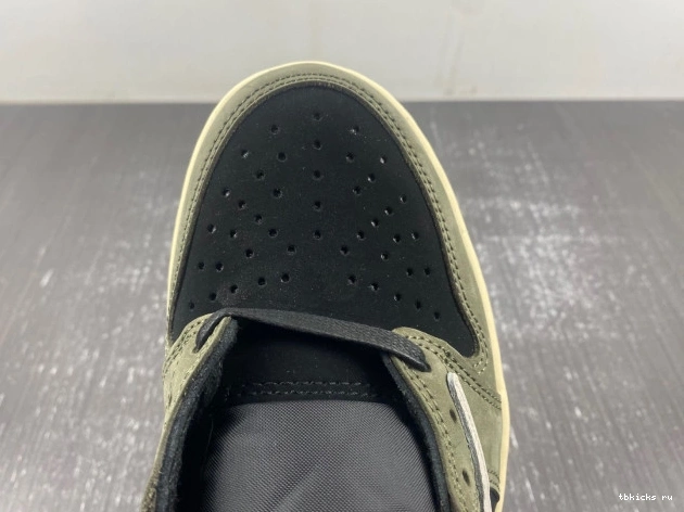 Rep TB DM7866-002 'BLACK SP JORDAN LOW AIR 1 TRAVIS SCOTT OG X OLIVE' 0714